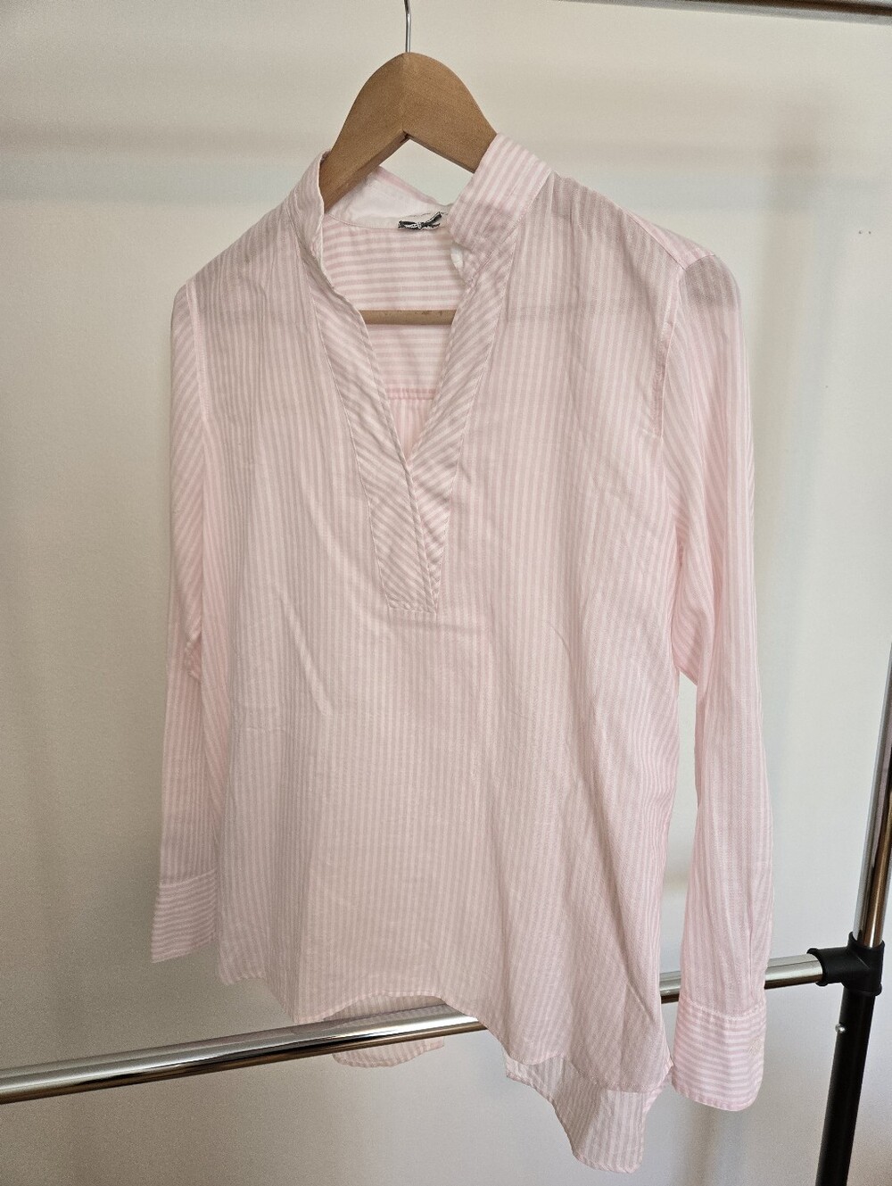Marc Cain Light Pink Striped Surplice Blouse